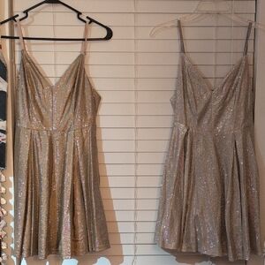 Set Of 2 Glittery Lulu's Dresses Gold And Silver Size Small